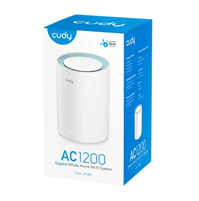 Cudy M1300 (1-Pack) AC1200 Wi-Fi Gigabit Mesh Solution 867Mbps at 5GHz + 300Mbps at 2.4GHz