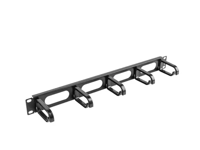 Панел за кабелен мениджмънт Lanberg – AK-1205-B, 5 ринга, 1U, черен