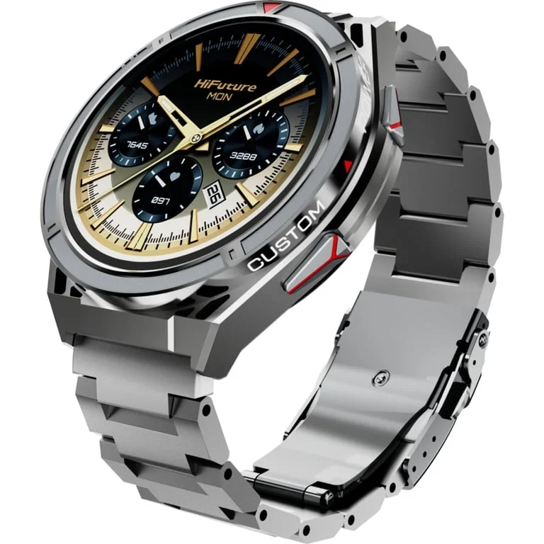 HiFuture Active Silver, *1.43"  AMOLED, Dual Band GPS +Compass + Altimeter 466*466, Powered by Dual Core & Syntra AI, Bluetooth Call, 5ATM Waterproof, 24/7 True Heart Rate & Blood Oxygen Sensor, Up to 10 days daily use