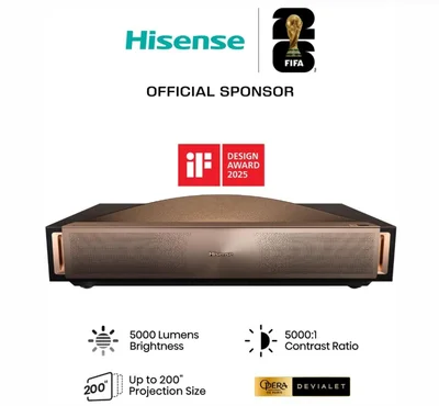 Hisense 4K Smart Laser TV L9Q, Ultra HD 3840x2160, 5000 lum, 5000;1,16:9 , 240 Hz, up tp 200 inch , Ultra short throw, HDR, HDR10, HDR 10+, Vidaa U7, 4 x HDMI, 2x10 W