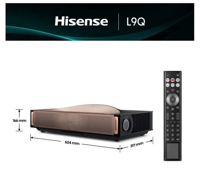Hisense 4K Smart Laser TV L9Q, Ultra HD 3840x2160, 5000 lum, 5000;1,16:9 , 240 Hz, up tp 200 inch , Ultra short throw, HDR, HDR10, HDR 10+, Vidaa U7, 4 x HDMI, 2x10 W
