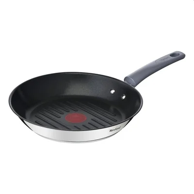 Грил тиган Tefal DAILY COOK G7314055 26 см, неръждаема стомана, незалепващо покритие, Thermo-Spot, Black & Silver
