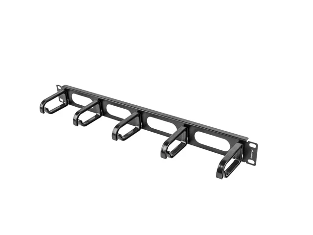 Панел за кабелен мениджмънт Lanberg – AK-1205-B, 5 ринга, 1U, черен