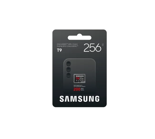 Micro SD карта Samsung T9 256GB UHS-I U3 V30 A2, до 200MB/s четене, до 130MB/s запис