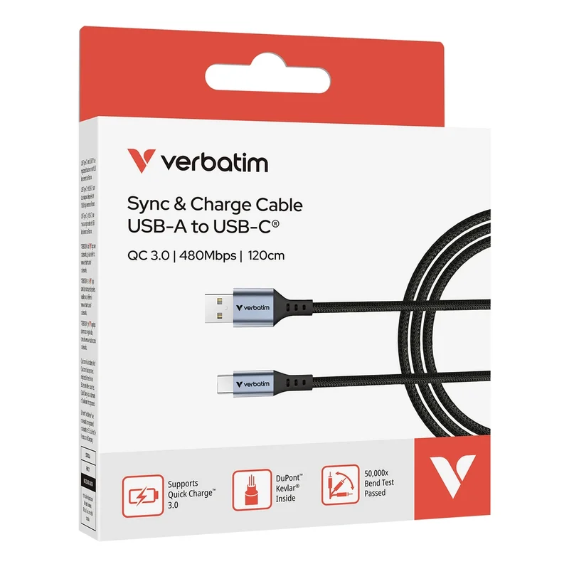 Verbatim Sync & Charge USB-A to USB-C 18W 120 cm