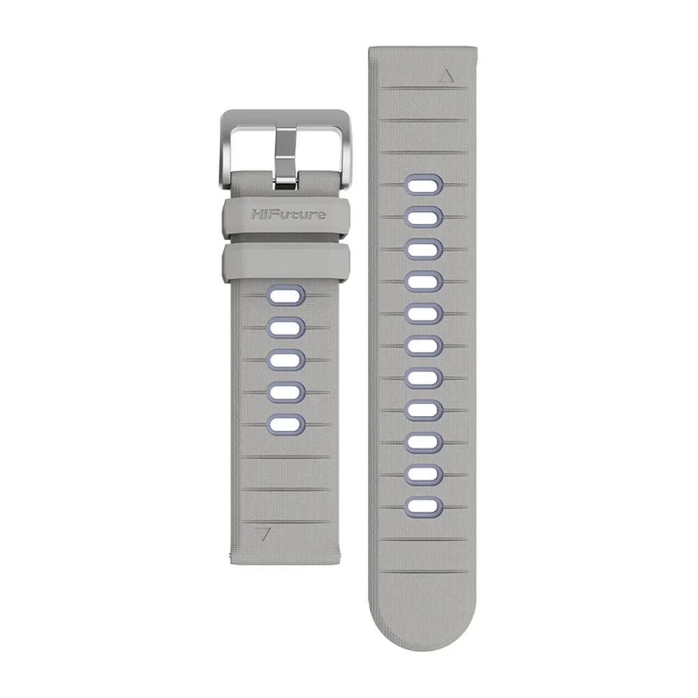 HiFuture Pilot-S Grey, Bio-Color Injection, Powder Metallurgy Stainless Steel Buckle, Solid Silicone, Unique Patterns, Fit Size: 22mm