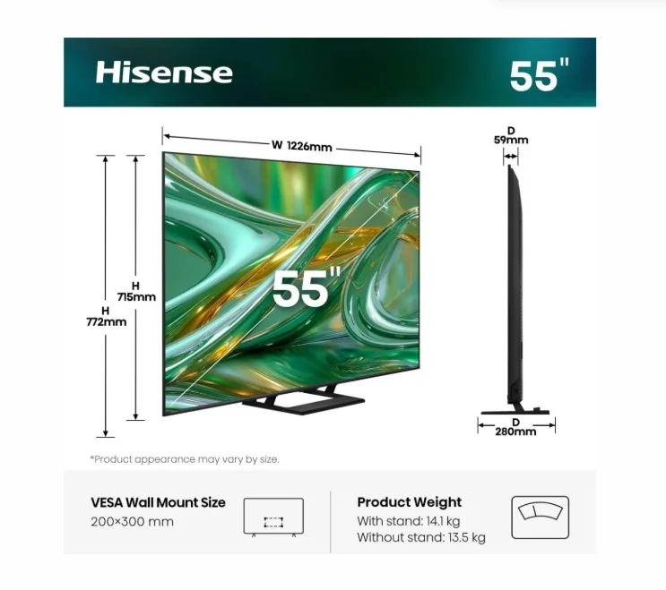Телевизор Hisense E8S 55" 4K UHD ULED Quantum Dot 144Hz