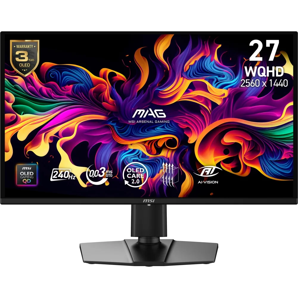 Монитор MSI MAG 274QP QD-OLED, 26.5" QD-OLED, 240Hz, 0.03ms, 2560x1440, FreeSync Premium, G-SYNC, черен