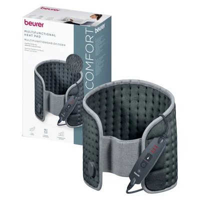 Beurer HK 60 Cosy Grey Abdominal & Back Heat Pad; 3 temperature settings; auto switch-off after 90 min; washable on 30°;Fast heating; Fleece fibre;BSS;69(L)x28(W) cm: Max waist 102sm