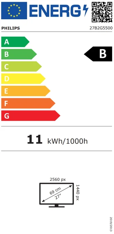 Philips 27B2G5500, 27" IPS WLED, 2560x1440@100Hz, 4ms GtG, 300cd m/2, 1000:1, 50M:1 DCR, Adaptive Sync, FlickerFree, Blue Light tech., 3Wx2, Tilt, Height Adjust, Pivot, Swivel, 2xHDMI, DP, USB hub