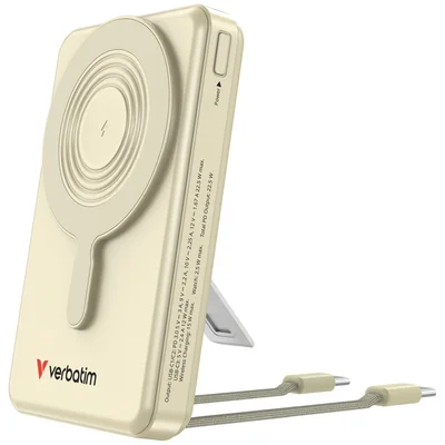 Verbatim Power Bank Magnetic Wireless 10.000 mAh C+C Display Gold