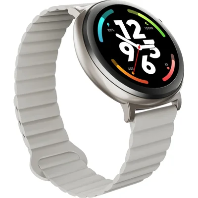 HiFuture Aurora Silver, 1.43" AMOLED,  466*466, Powered by Dual Core & Syntra AI, Bluetooth Call, IP68  Waterproof, 24/7 True Heart Rate & Blood Oxygen Sensor, Up to 10 days daily use, Magnetic Strap