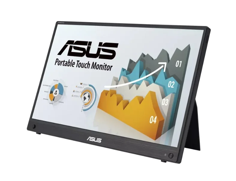 Asus ZenScreen Touch MB16AMTR portable monitor, 16 '' FHD (1920 x 1080), IPS, 10-point touch, 250 cd/m2,Built-in Battery, Hybrid Signal Solution, Mini-HDMI, ergo kickstand, tripod socket, ASUS Flicker Free and Low Blue Light technologies, 2 x1w, Black