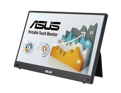 Asus ZenScreen Touch MB16AMTR portable monitor, 16 '' FHD (1920 x 1080), IPS, 10-point touch, 250 cd/m2,Built-in Battery, Hybrid Signal Solution, Mini-HDMI, ergo kickstand, tripod socket, ASUS Flicker Free and Low Blue Light technologies, 2 x1w, Black