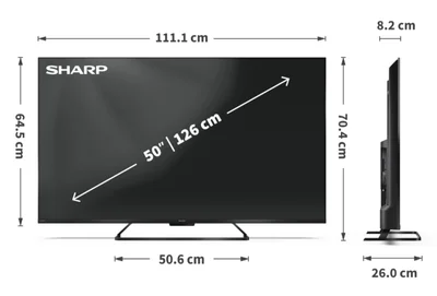 Sharp 50HR7265E, 50" QLED  GOOGLE TV, 4K 144Hz Quantum Dot 3840x2160 Frameless, AQUOS AI, DVB-T/T2/C/S/S2, Active Motion 1400, HDR10, Dolby Atmos, Dolby Vision, DTS:X, Google Assistant, HDMI eARC, Mini Composite/CVBS + Audio input, USB, Wi-Fi, Bluetooth,