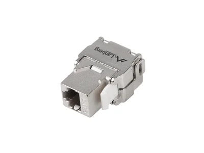 Keystone модул LANBERG – TOOL-LESS RJ45 180°, FTP CAT.6a, сребрист