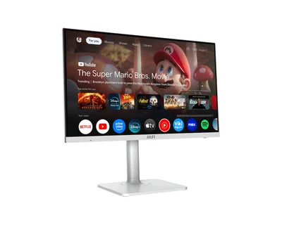 MSI Modern MD272UPSW, 27", 4ms, IPS, 3840x2160 (UHD), 16:9, Flat, Smart Google TV, Remote Control, HDR Ready, 300 nits, 1000:1, DP(1.4a), HDMI2.0b, TypeC DP alt. w/PD (65W), 2xUSB (2.0), LAN, WiFi 5, BT 5, Dolby Audio 2x3W, Pivot, Heigh Adj., White, 6.3k