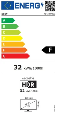 Sony KD-32W800 32" HDR TV, Direct LED, Bravia Engine, DVB-C / DVB-T/T2 / DVB-S/S2 ,USB , HDMI , Android TV, Black