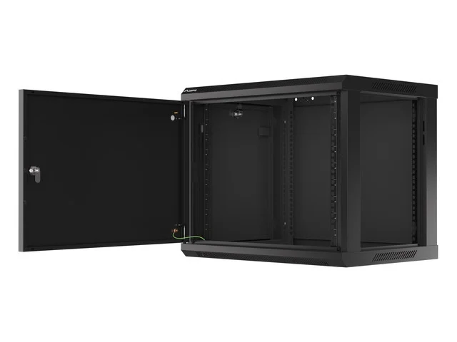 Lanberg rack cabinet 19" wall-mount 9U/600x450 for self-assembly with metal door  black (flat pack)