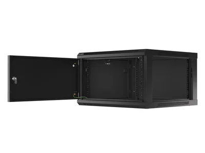 Lanberg rack cabinet 19" wall-mount 6U/600x600 for self-assembly with metal door black (flat pack)