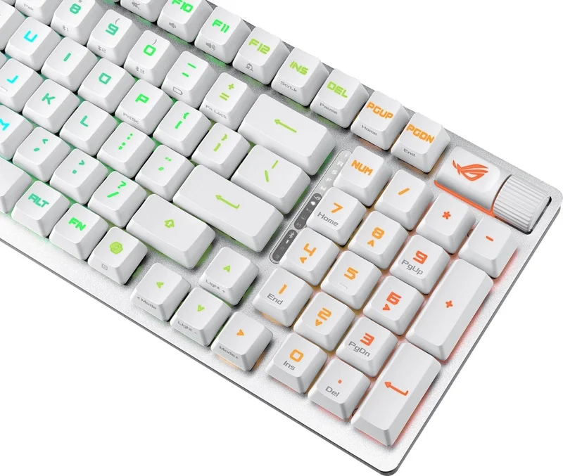 Геймърска клавиатура ASUS ROG Strix Scope II 96 Wireless, Tri-Mode, механични превключватели ROG NX Snow, PBT капачки, RGB, бяла