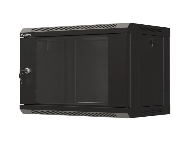 Lanberg rack cabinet 19" wall-mount 6U/540x350 (flat pack) with glass door black