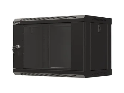 Lanberg rack cabinet 19" wall-mount 6U/540x350 (flat pack) with glass door black