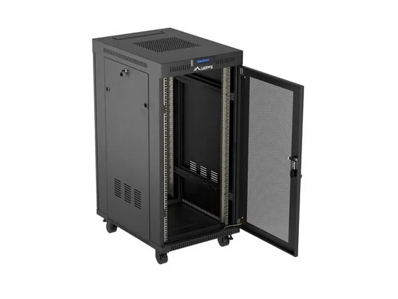 Lanberg Rack Cabinet 19" Free-Standing 24U/600X800 (FlAT Pack) With Mesh Door LCD Black V2