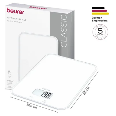 Кухненска везна Beurer KS 19 Pure White 5 kg/1 g бяла
