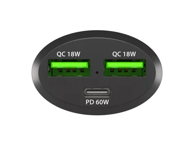Автомобилно зарядно Natec Coney 2xUSB, 1xUSB-C 84W Черно