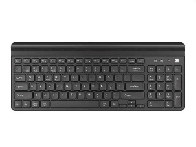 Клавиатура NATEC Felimare безжична Bluetooth + 2.4 GHz, US layout, поставка за телефон/таблет, черна