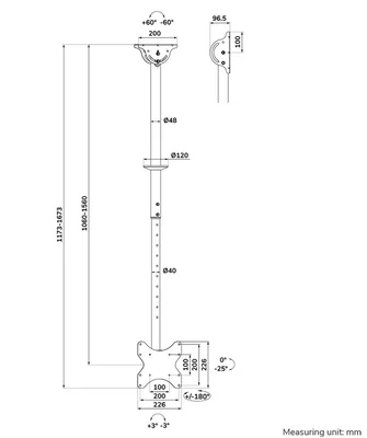 Neomounts Flat Screen Ceiling Mount (Height: 106-156 cm)