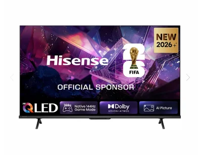 Hisense 43" E7S Pro, 4K Ultra HD 3840x2160, QLED, Quantum Dot, 144Hz, HDR 10+ adaptive, HLG, Dolby Vision, DTS Virtual X, Smart TV, WiFi 5GHz, WiFi Direct, BT, Anyview Cast, 3xHDMI, 2xUSB, LAN, CI+, DVB-T2/C/S2, Black