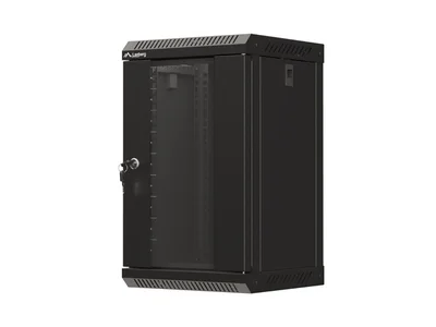 Lanberg rack cabinet 10" wall-mount 9U/300x300 (flat pack) with glass door black