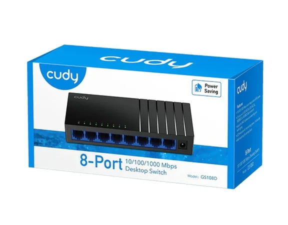 Cudy GS108D 8-Port Gigabit Desktop  Switch, 8 10/100/1000M RJ45 Ports, Desktop Plastic Case