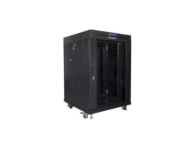 Lanberg rack cabinet 19" free-standing 15U/600x600 (flat pack) with glass door lcd black v2