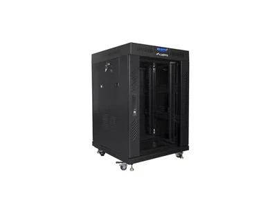 Lanberg rack cabinet 19" free-standing 15U/600x600 (flat pack) with glass door lcd black v2