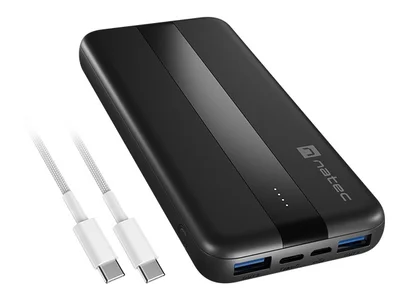 Външна батерия NATEC Trevi Slim Q V2 10000mAh, 2x USB-A 18W, 1x USB-C 20W, с USB-C кабел