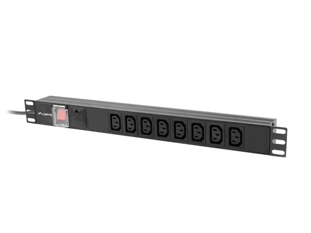 Разклонител Lanberg 19" 1U 16A 2m 8x IEC C13 C20, черен