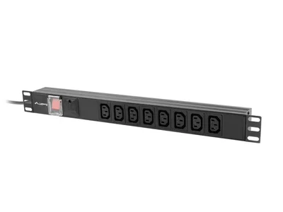 Разклонител Lanberg 19" 1U 16A 2m 8x IEC C13 C20, черен