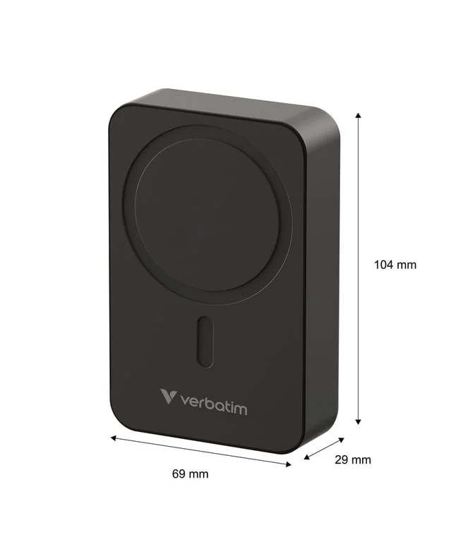 Външна батерия Verbatim Charge 'n' Go Essentials Magnetic Wireless 20000mAh Черен