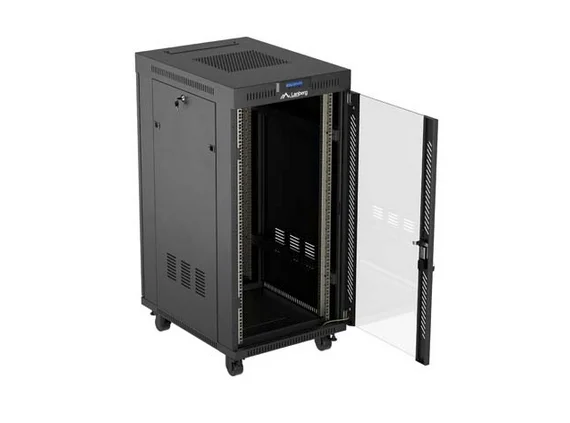 Lanberg Rack Cabinet 19" Free-Standing 24U/600X800 (FlAT Pack) With Glass Door LCD Black V2