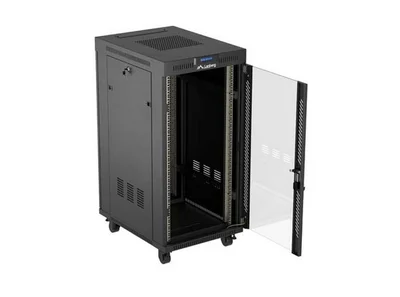 Lanberg Rack Cabinet 19" Free-Standing 24U/600X800 (FlAT Pack) With Glass Door LCD Black V2