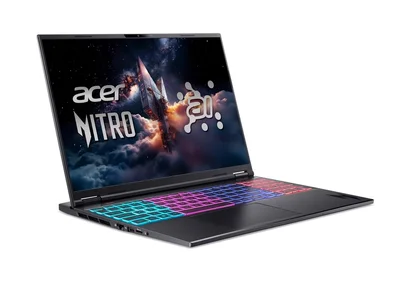 Acer Nitro 16S AI, AN16S-61-R44A, AMD Ryzen 7 350 (up to 5.0GHz, 16MB), 16" WQXGA (2560x1600) IPS 180Hz, 1*16GB DDR5 (1 slot free), 1024GB PCIe NVMe SSD, GeForce RTX 5070 8GB GDDR7, FHD Cam, WiFi 6E, BT 5.3, No Os, Black