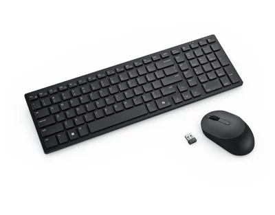 Комплект безжична клавиатура и мишка Dell Pro Compact Silent KM555 US International (QWERTY)