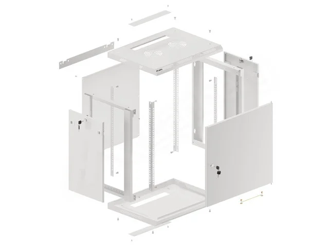 Lanberg rack cabinet 19" wall-mount 12U/600x450 for self-assembly with metal door grey (flat pack)