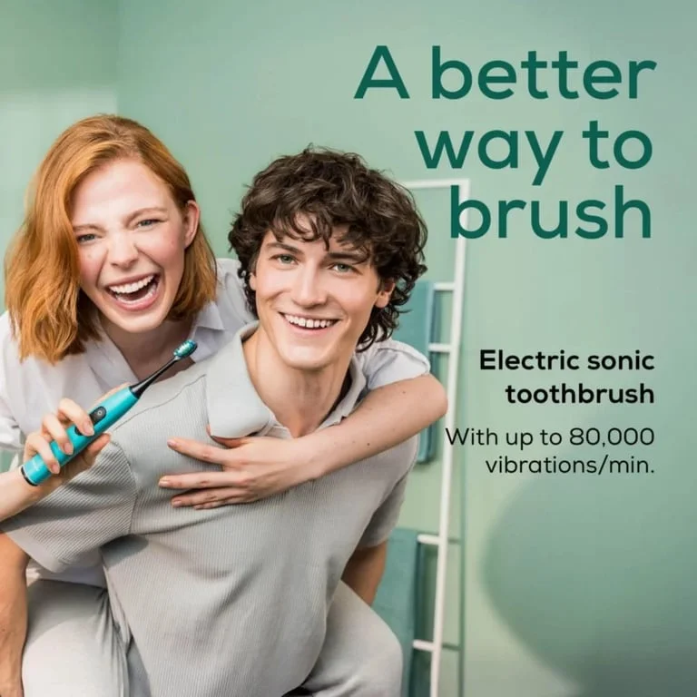 Beurer SC 50 ocean breeze Electric Sonic Toothbrush, up to 80,000 mov/min, 5 cleaning programs: Clean, Sensitive, Polish, Gum Care, Whiten, Pressure sensor , 2-min. timer, Incl. 2 toothbrush heads and magnetic charging plate, 22 days of battery life