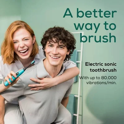 Beurer SC 50 ocean breeze Electric Sonic Toothbrush, up to 80,000 mov/min, 5 cleaning programs: Clean, Sensitive, Polish, Gum Care, Whiten, Pressure sensor , 2-min. timer, Incl. 2 toothbrush heads and magnetic charging plate, 22 days of battery life