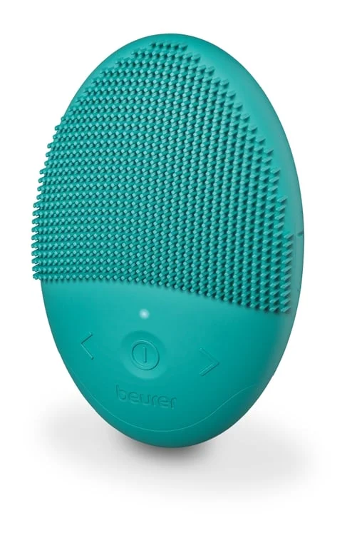 Beurer FC 52 Laguna silicone facial brush, 2-in-1 function - deep-pore cleansing & gently massage, Vibration technology, 15 intensities, Water-resistant, USB-C charging cable