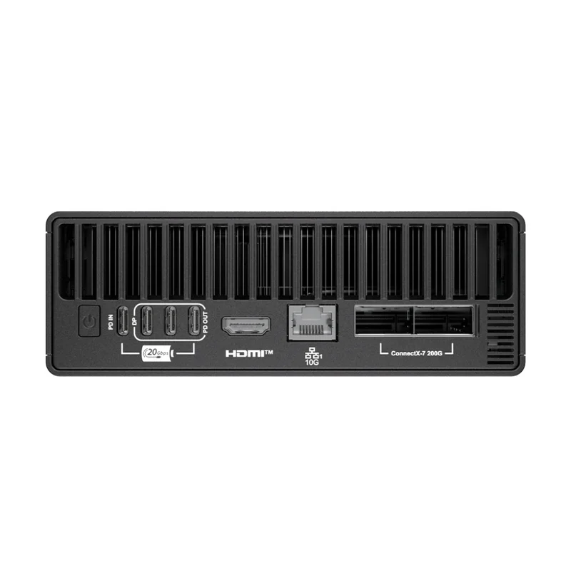 MSI EdgeXpert AI Supercomputer, Nvidia GB10, Nvidia Blackwell GPU&Arm 20 core CPU, 1 petaFLOP Al Performance (FP4, Sparse), 128 GB LPDDR5x unified system memory, SSD: 4TB PCIE Gen.5, NVIDIA DGX OS, Ethernet 10GbE, ConnectX-7 NIC 200 Gbps, 1.2 kg